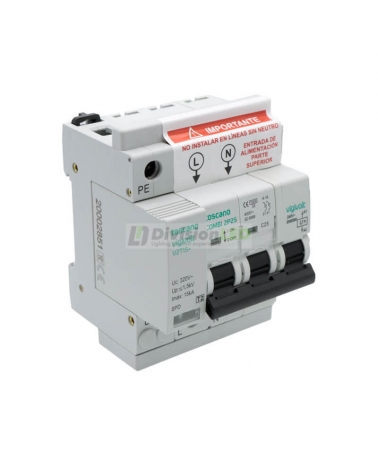 Toscano 10002470 COMBI 2P25T15 Protector sobretensión permanente y transitoria + IGA monofásico 2x25A