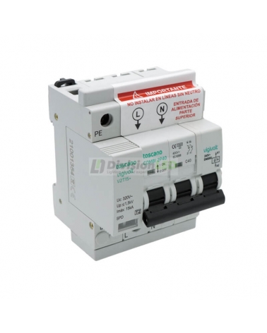 Toscano 10002471 COMBI 2P40T15 Protector sobretensión permanente y transitoria + IGA monofásico 2x40A