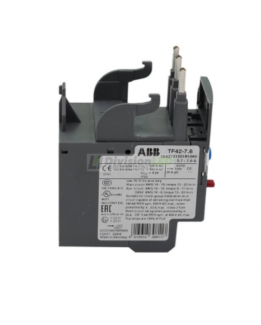 ABB 1SAZ721201R1040 TF42-7.6 relé térmico sobrecarga 1NA+1NC 5.7-7.6A 35gG