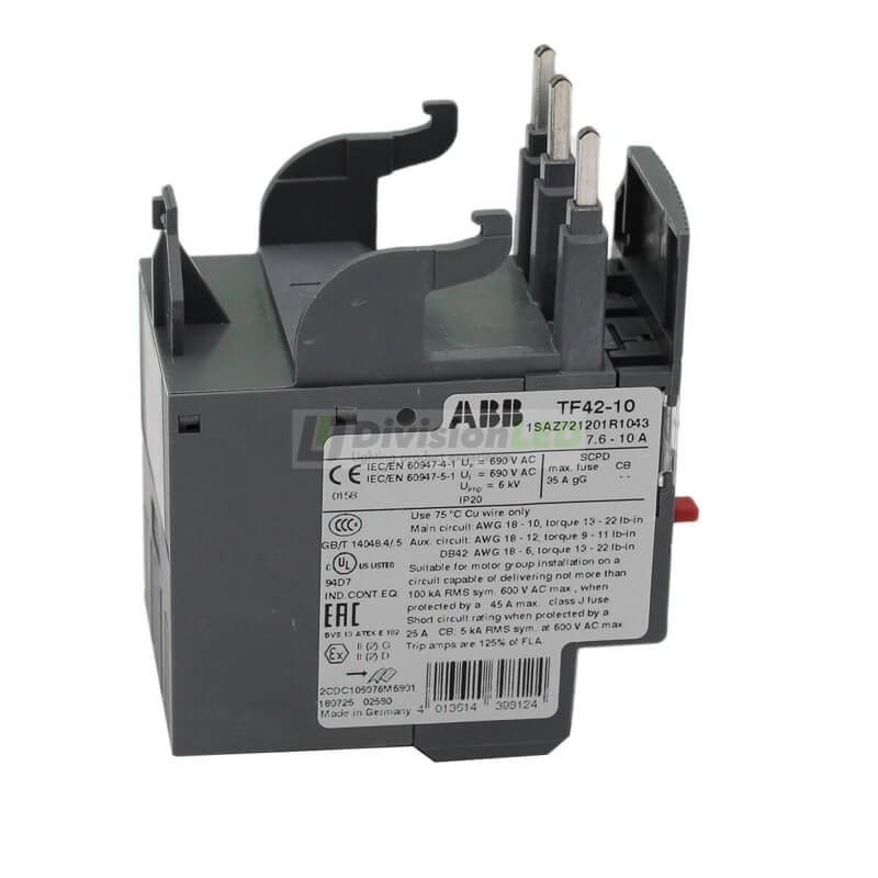 ABB 1SAZ721201R1043 TF42-10 relé térmico sobrecarga 1NA+1NC 7.6-10A 35gG