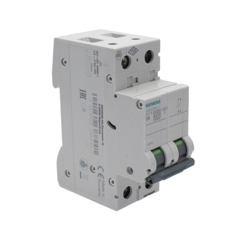 Siemens 5SL6206-7 Interruptor magnetotérmico 2P 6A C 6kA 400V