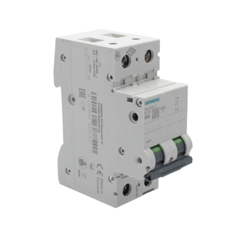 Siemens 5SL6263-7 Interruptor magnetotérmico 2P 63A C 6kA 400V