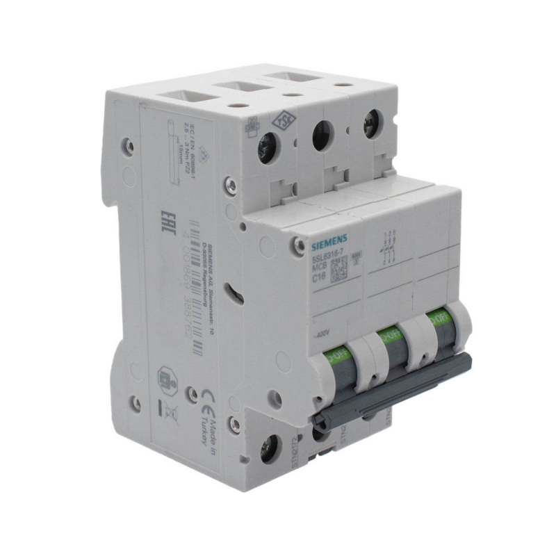 Siemens 5SL6316-7 Interruptor magnetotérmico 3P 16A C 6kA 400V