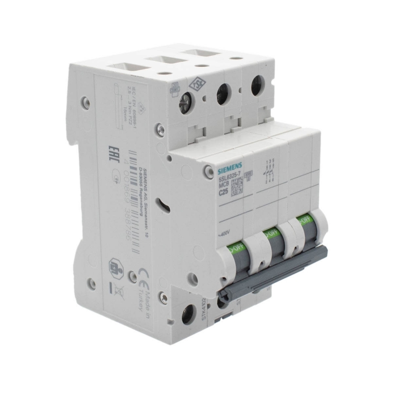 Siemens 5SL6325-7 Interruptor magnetotérmico 3P 25A C 6kA 400V