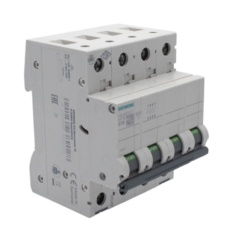 Siemens 5SL6410-7 Interruptor magnetotérmico 4P 10A C 6kA 400V