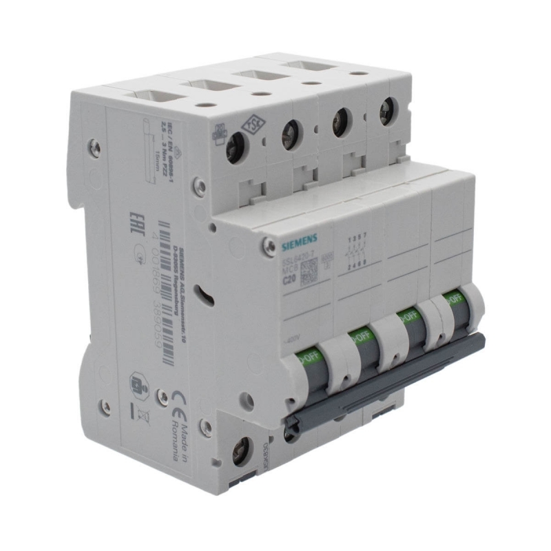 Siemens 5SL6420-7 Interruptor magnetotérmico 4P 20A C 6kA 400V