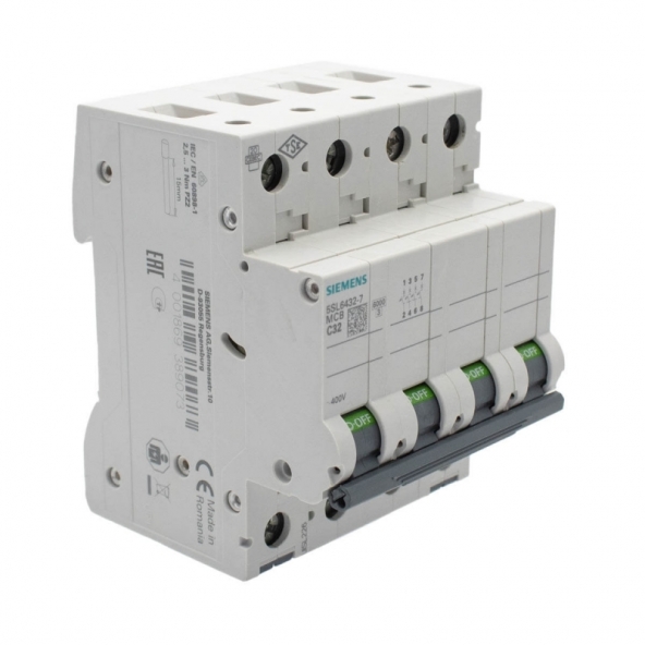 Siemens 5SL6432-7 Interruptor magnetotérmico 4P 32A C 6kA 400V