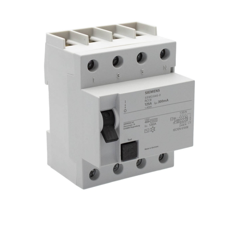Siemens 5SM3645-0 Interruptor diferencial 4P 125A AC 300mA 400V