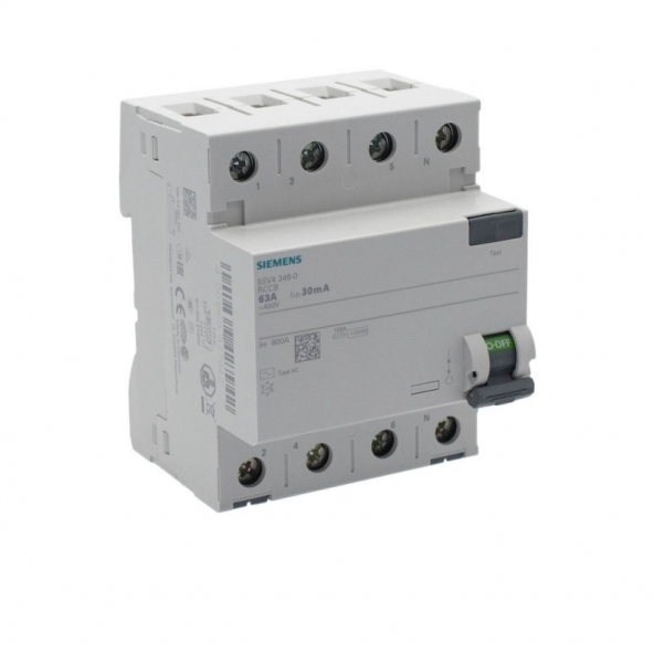 Siemens 5SV4346-0 Interruptor diferencial 2P 63A AC 30mA 230V