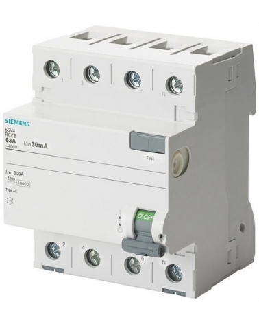 Siemens 5SV4644-0 Interruptor diferencial 2P 63A AC 300mA 230V