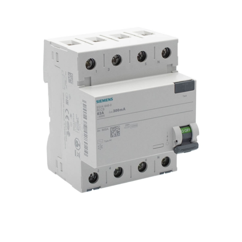 Siemens 5SV4646-0 Interruptor diferencial 2P 63A AC 300mA 230V
