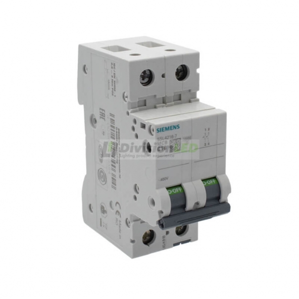 Siemens 5SL4216-7 Interruptor magnetotérmico 2P 16A C 10kA 400V