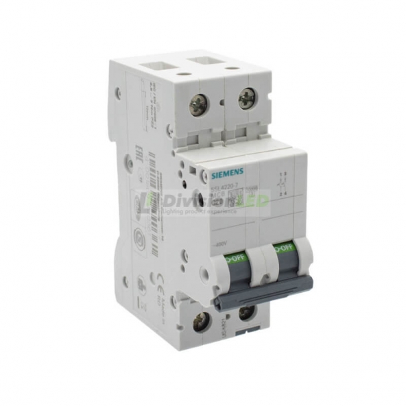 Siemens 5SL4220-7 Interruptor magnetotérmico 2P 20A C 10kA 400V