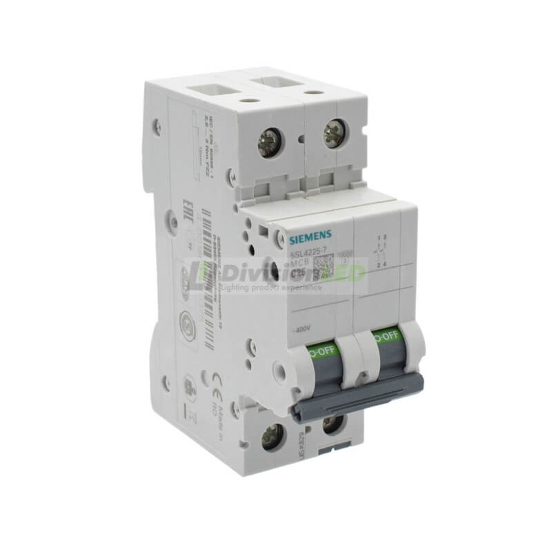 Siemens 5SL4225-7 Interruptor magnetotérmico 2P 25A C 10kA 400V