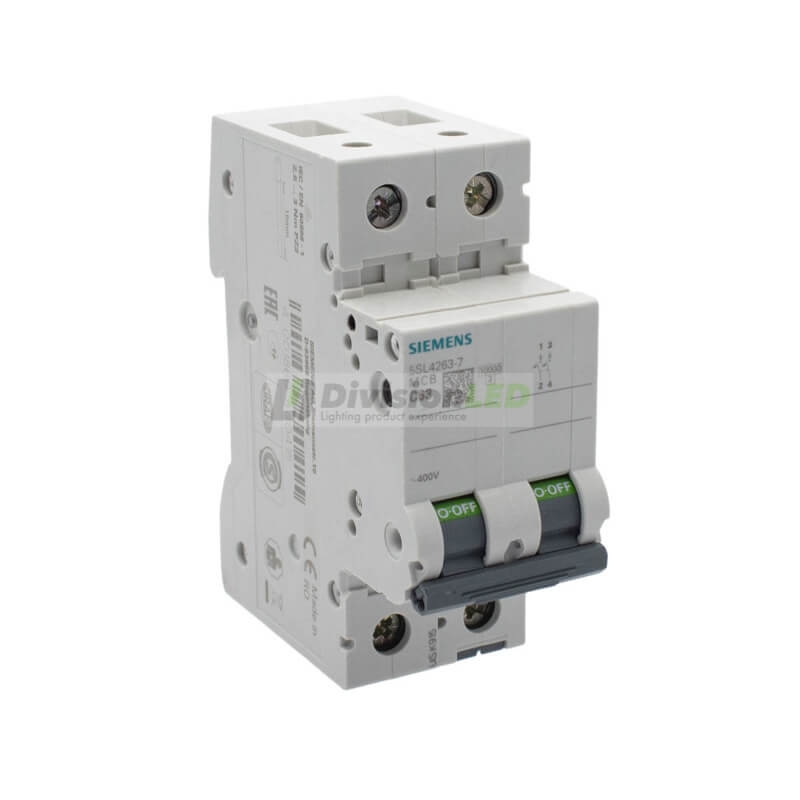 Siemens 5SL4263-7 Interruptor magnetotérmico 2P 63A C 10kA 400V
