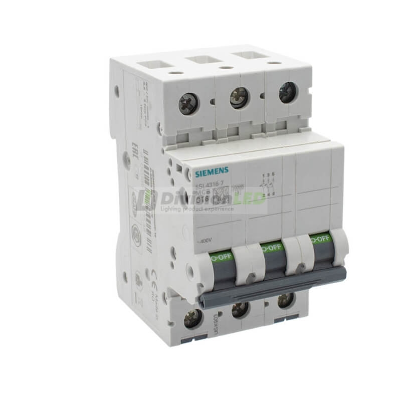 Siemens 5SL4316-7 Interruptor magnetotérmico 3P 16A C 10kA 400V