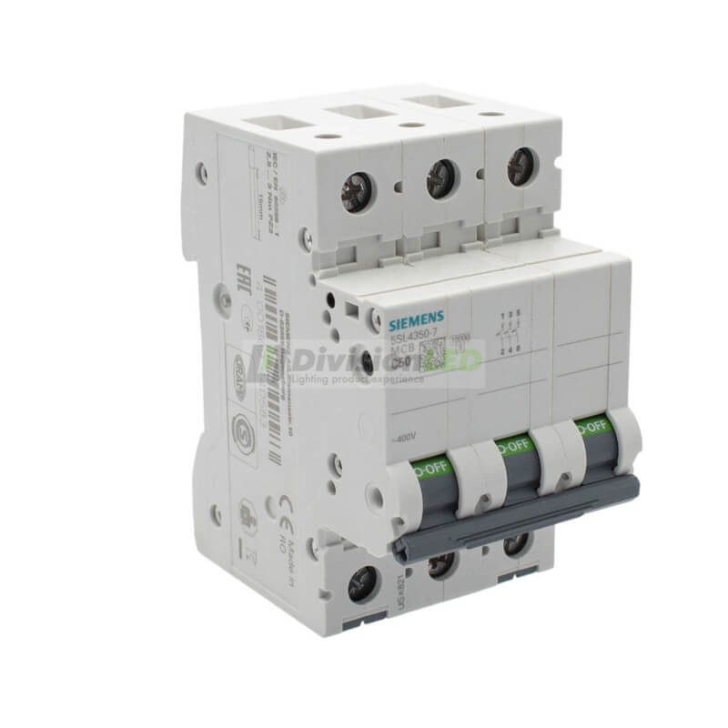 Siemens 5SL4350-7 Interruptor magnetotérmico 3P 50A C 10kA 400V