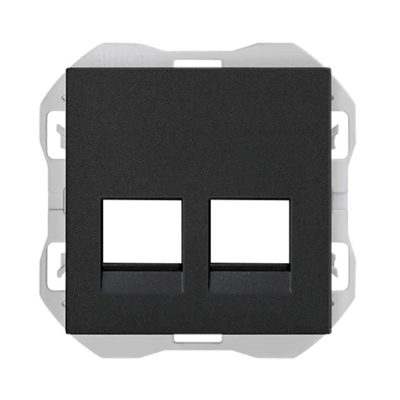 SIMON 20000088-098 Tapa RJ45 doble sin conector negro mate SIMON 270