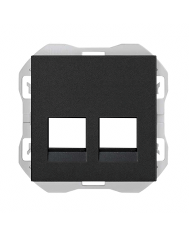 SIMON 20000088-098 Tapa RJ45 doble sin conector negro mate SIMON 270