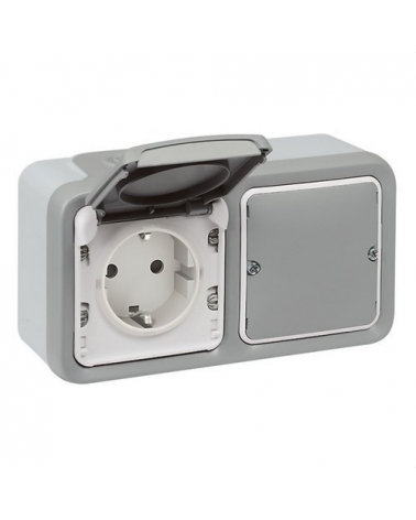 LEGRAND 69793 plexo base de corriente 2P+T IP55 gris PLEXO WITH NETATMO