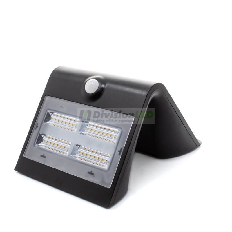 Foco solar sensor 3.2W IP44 negro - ¡descúbrelo en 360°! - DivisionLED