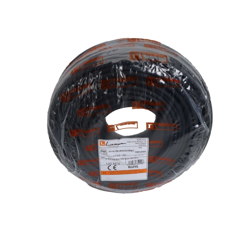 LAZSA 3311 Cable coaxial RG59 B/U funda FRLSZH.Negro.R 100m.