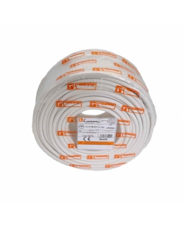 LAZSA 4130 Coaxial antena TV Cobre. 1.1 Cu/4.8 PEE/6.8mm PVC Blanco CPR Eca.Rollo 100 m