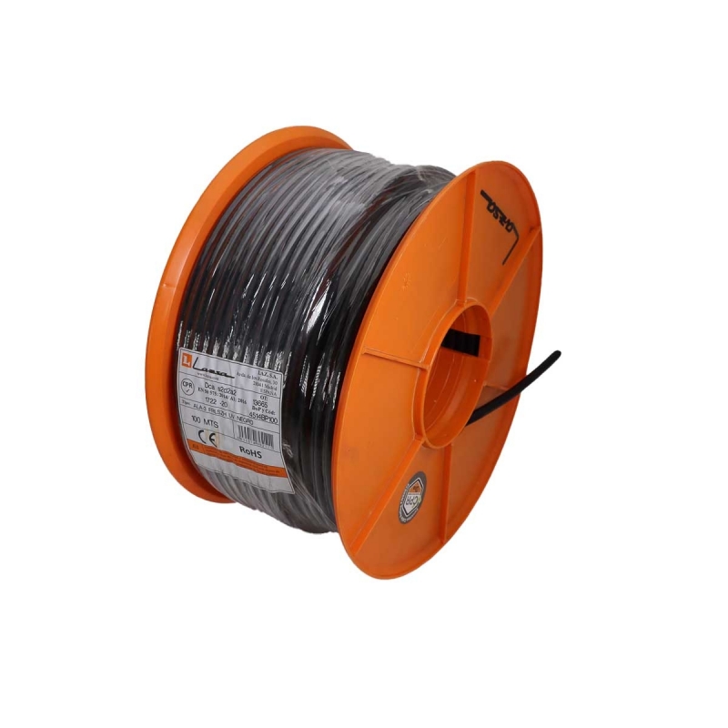 LAZSA 4514 Coaxial antena TV ICT2 Aluminio 1.1 Cu/5 PEE/7mm RLSZH+UV Negro CPR Dca.Rollo 100 m