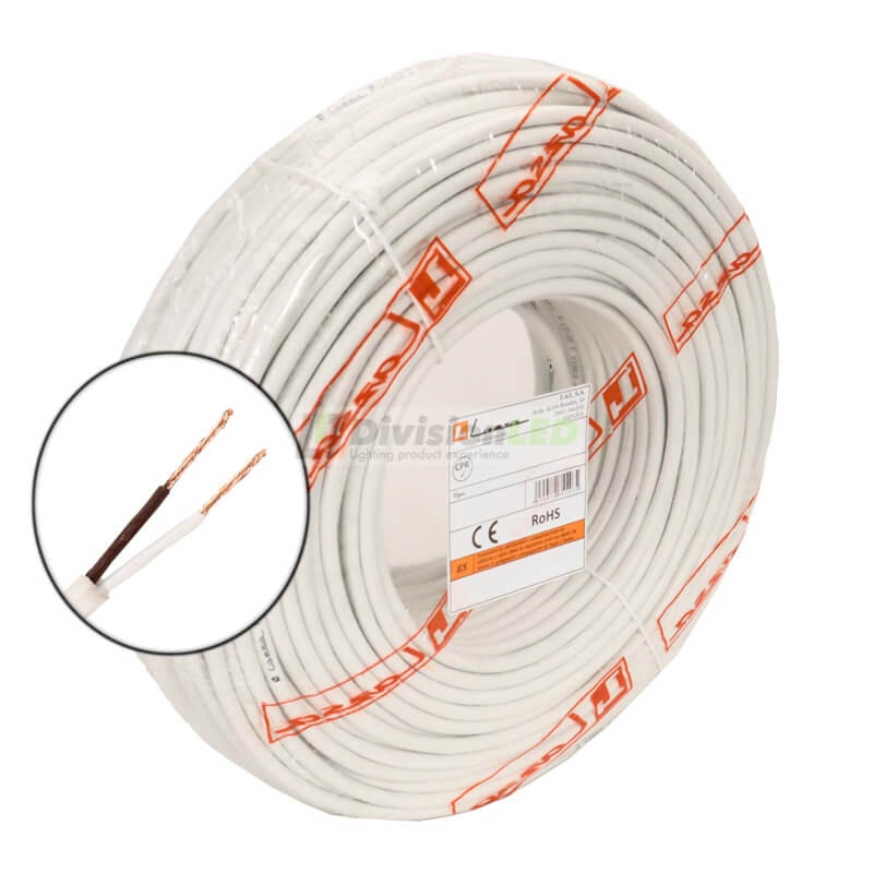 Cable portero automático 2 hilos 0,9mm blanco Rollo 100m LAZSA 6404