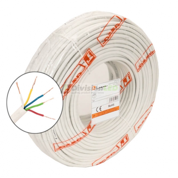 LAZSA 6705 Cable portero 5x0.22 mm² funda PVC blanca. CPR Eca Rollos 100 mts.
