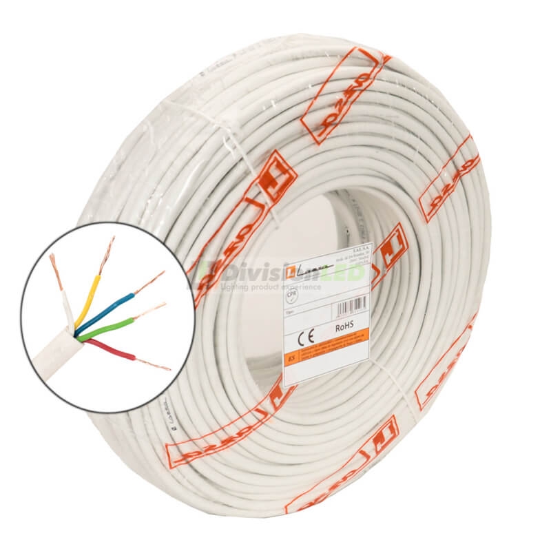 Cable portero automático 5 hilos 0,22mm blanco Rollo 100m LAZSA 6705 LAZSA 6705