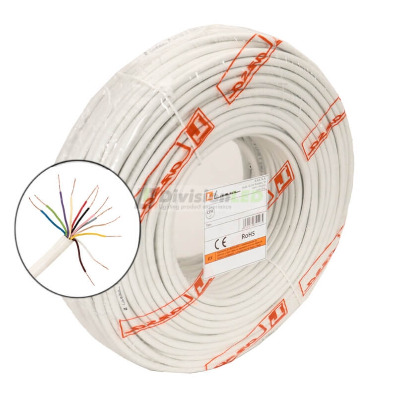 Cable portero automático 12 hilos 0,22mm blanco Rollo 100m LAZSA 6712