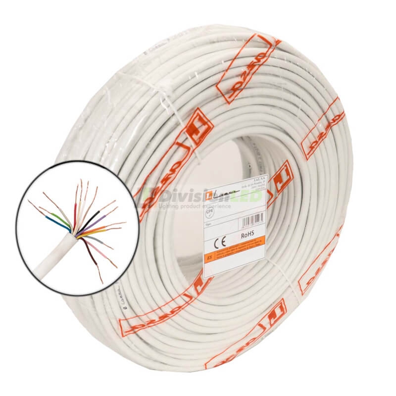 Cable portero automático 14 hilos 0,22mm blanco Rollo 100m LAZSA 6714