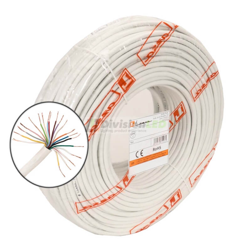 Cable portero automático 20 hilos 0,22mm blanco Rollo 100m LAZSA 6720