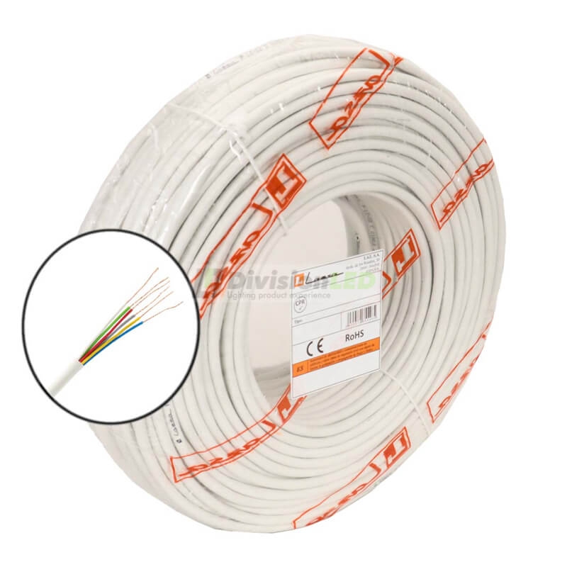 Cable portero automático 6 hilos 0,22mm blanco Rollo 100m LAZSA 6706