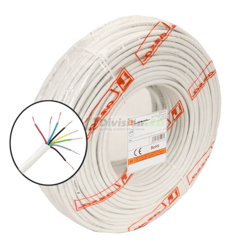 Cable portero automático 8 hilos 0,22mm blanco Rollo 100m LAZSA 6707