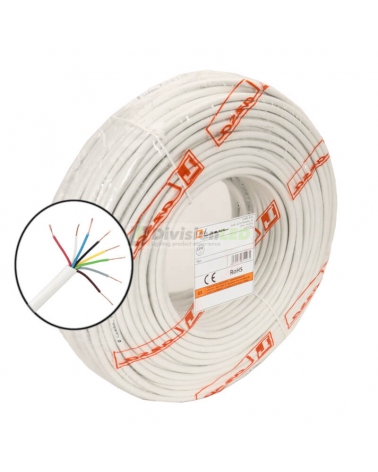 Cable portero automático 8 hilos 0,22mm blanco Rollo 100m LAZSA 6707