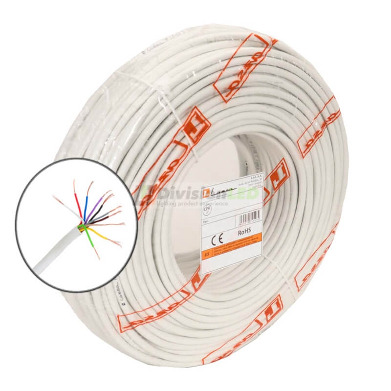 Cable portero automático 10 hilos 0,22mm blanco Rollo 100m LAZSA 6710