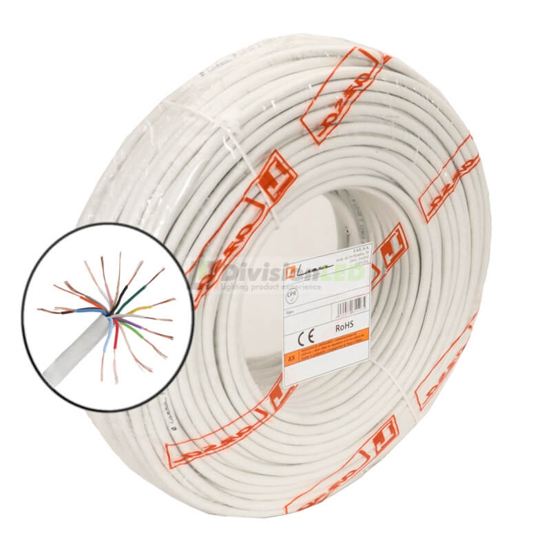 Cable portero automático 16 hilos 0,22mm blanco Rollo 100m LAZSA 6715