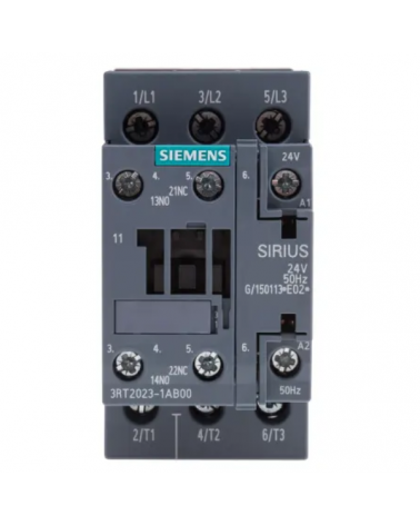 Siemens SIRIUS 3RT2 3RT2023-1AB00 Contactor 3P 3 NA 9A bobina 24 Vac 4 kW
