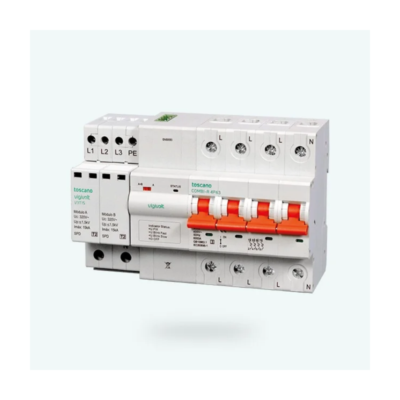 Toscano 10002904 COMBI-PRO 4PT 4P63T15 Protector sobretensión perm. y trans. + IGA trifásico 4x63A reconexión automática