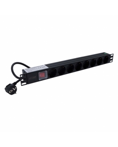 GTLAN 50R8K regleta 19" 8 schuko + interruptor térmico con cable
