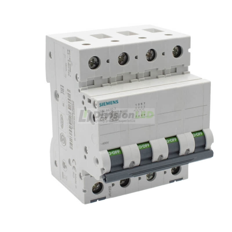 Siemens 5SL4420-7 Interruptor magnetotérmico 4P 20A C 10kA 400V