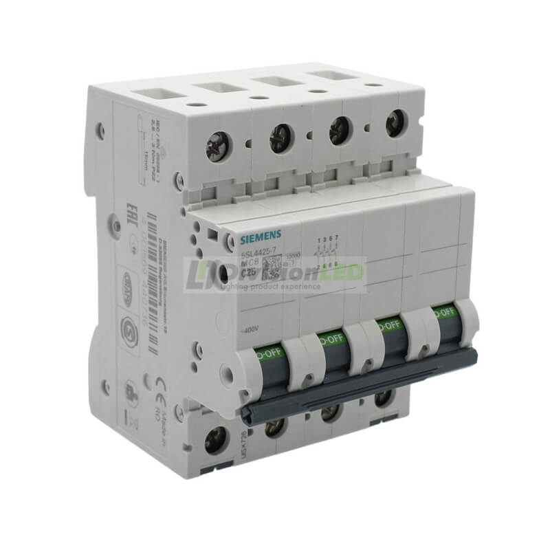 Siemens 5SL4425-7 Interruptor magnetotérmico 4P 25A C 10kA 400V