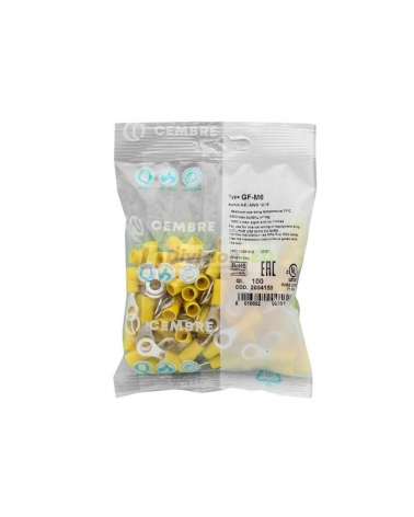 CEMBRE 2054150 GF-M6 Terminal redondo F preaislado amarillo 4-6mm2 diámetro 6.4mm 100uds