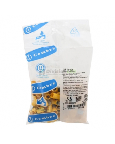 CEMBRE 2055670 GF-M608 Conector Macho preaislado nylon amarillo 4-6mm2 6.35x0.8mm 100uds