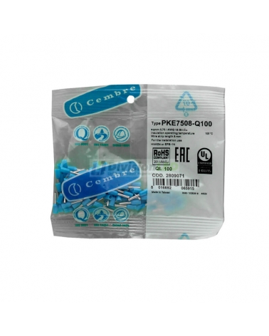 CEMBRE 2809071 PKE7508-Q100 Puntera hueca PKE azul 0.75mm2 8mm 100uds