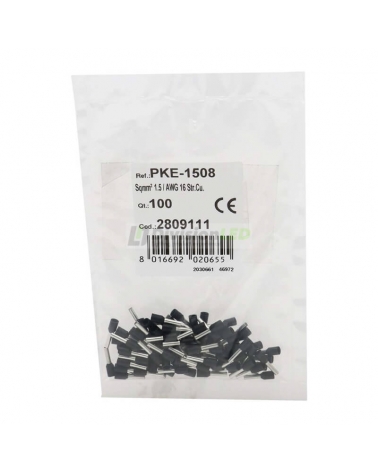 CEMBRE 2809111 PKE1508-Q100 Puntera hueca PKE negra 1.5mm2 8mm 100uds