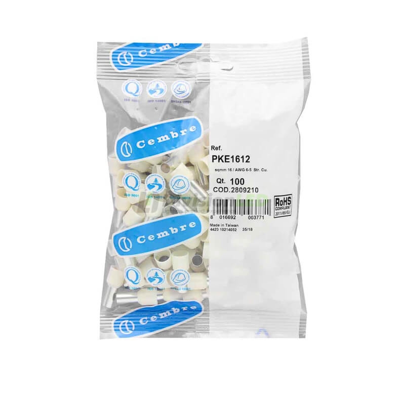 CEMBRE 2809210 PKE1612 Puntera hueca PKE marfil 16mm2 12mm 100uds