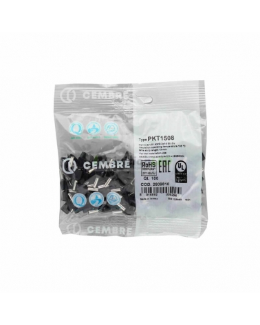 CEMBRE 2809810 PKT1508 Puntera hueca doble PKT TWIN negro 2x1.5mm2 8mm 100uds